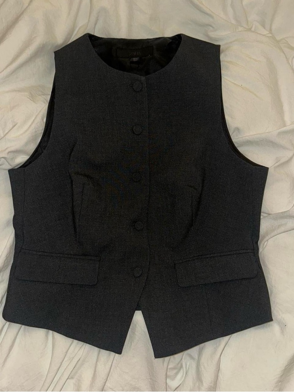Zara Dark Gray Sleeveless Tailored Vest - Picture 2 of 6